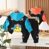 The new spring and autumn cross-border children's clothing sets for boys, infants, babies, hoodies, vests, long-sleeved shirts and three-piece sets are trendy details Picture